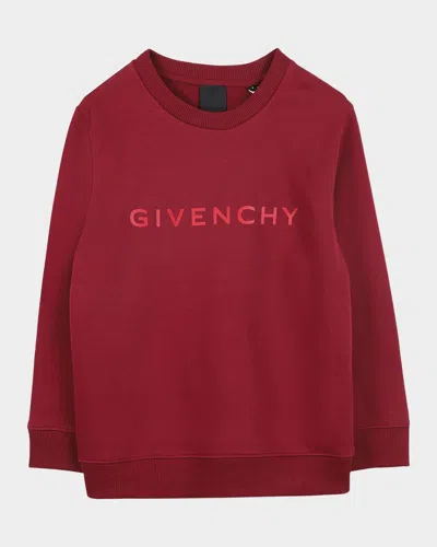 Givenchy Kids' Boy's Classic Crewneck Logo Sweatshirt In Purple