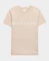Givenchy Boy's Classic Logo-print T-shirt In Cream