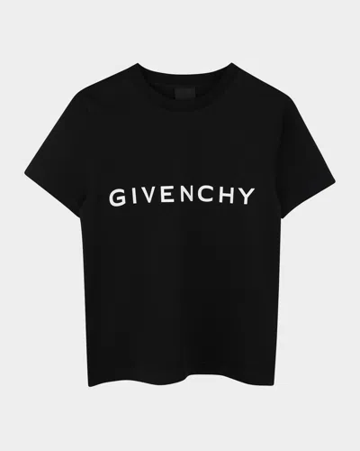 Givenchy Kids' Boy's Contrast Logo-print T-shirt In Black