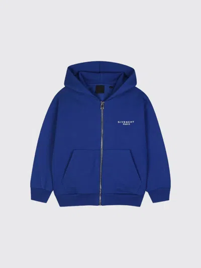 Givenchy Kids'  Boy's Cotton Zip-up Hoodie With Contrasting Logo In Blue