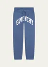 Givenchy Logo-print Cotton-blend Trousers In 81a-blue