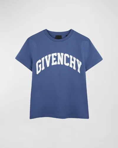 Givenchy Kids' Logo-print Cotton T-shirt In Blue