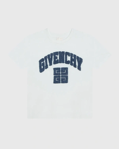 Givenchy Kids' Boy's Denim Logo Short-sleeve T-shirt In White