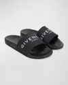 GIVENCHY BOY'S EMBOSSED LOGO-PRINT SLIDES, TODDLERS