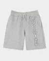 Givenchy Boy's Embroidered Logo-print Shorts In Grey Marl