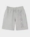 Givenchy Boy's Embroidered Logo-print Shorts In Grey Marl