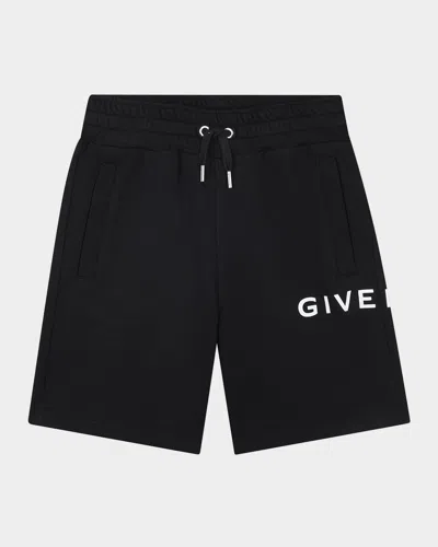 Givenchy Kids' Boy's Fleece Logo-print Shorts In Black