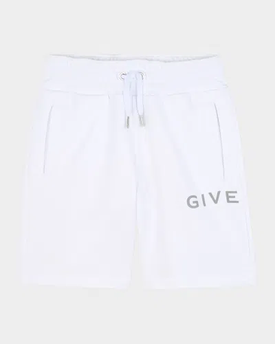 Givenchy Kids' Boy's Fleece Logo-print Shorts In White