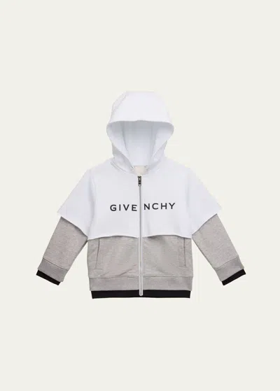 Givenchy Kids' Boy's Logo-print Combo Hoodie In N00-white Grey