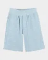 Givenchy Cotton Textured Logo Shorts In Sea