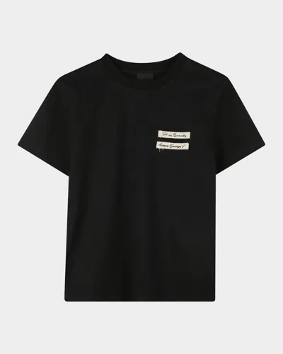 GIVENCHY BOY'S SHORT-SLEEVE EMBROIDERED LABEL T-SHIRT