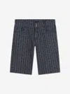 Givenchy Boys Blue Jacquard Denim 4g Shorts In Blue