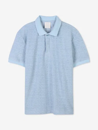 Givenchy Kids' Boys 4g Jacquard Logo Polo Shirt In Blue