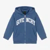 Givenchy Boys Blue Cotton Zip-up Top In Blue