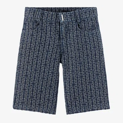 Givenchy Kids' Boys Blue Jacquard Denim 4g Shorts