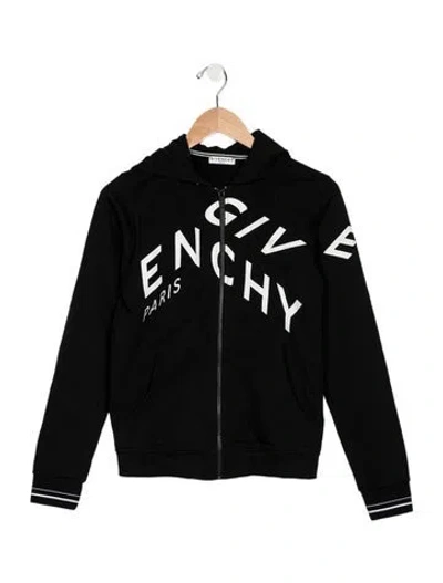 Pre-owned Givenchy Kids' Boys Graphic Logo Printed Long Sleeve Hoodie In Black/white