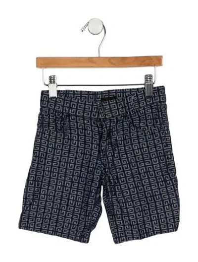 Pre-owned Givenchy Babies' Boys Logo Pattern Denim Shorts In Blue