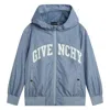 Givenchy Light Blue  Windbreaker With Zip And Hood In Blue