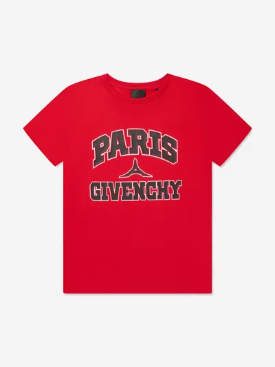 Givenchy Kids' Boys Paris Logo Print T-shirt In Red