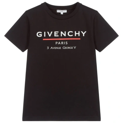 Givenchy Boys Teen Black Logo T-shirt In Brown