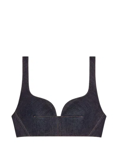 Givenchy Bra Top In Raw Denim In Black