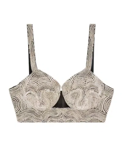 Givenchy Bra Top In Satin With Embroidered Pearls In Black
