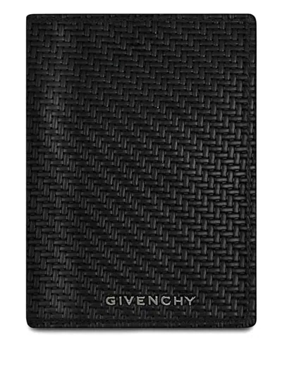 Givenchy Braided-leather Card Holder In 黑色