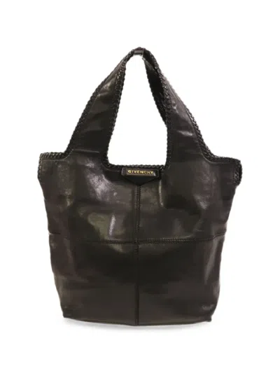 Pre-owned Givenchy Braided-trim Leather Tote Bag In Black