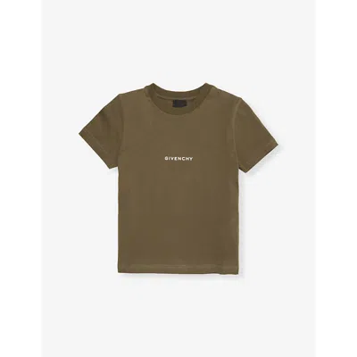 Givenchy Kids' Khaki Brand-print Cotton-jersey T-shirt 4-12+