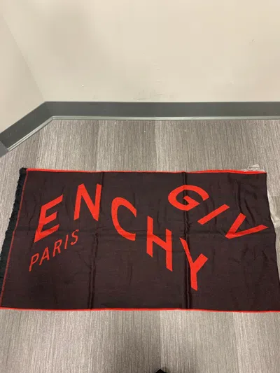 Pre-owned Givenchy Brand With Tags Authentic  Black And Red Wool Men's Word Scarf