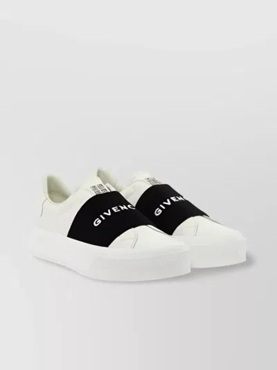 Givenchy Branded Strap Leather Sneakers In White