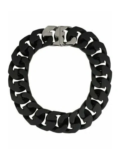 Pre-owned Givenchy Brass Chain Necklace, 16.5" In Black