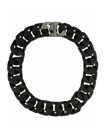 Pre-owned Givenchy Brass Chain Necklace, 17.5" In Black