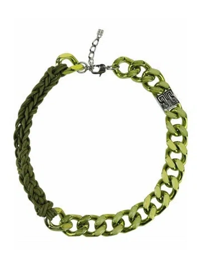 Pre-owned Givenchy Brass Chain Necklace, 8.5" In Green