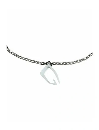 Pre-owned Givenchy Brass Pendant Necklace, 10" In Silver