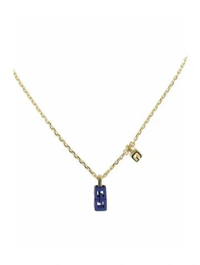 Pre-owned Givenchy Brass Pendant Necklace, 24.5" In Blue