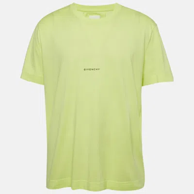 Pre-owned Givenchy Bright Green Logo Print Cotton Crewneck T-shirt Xxl