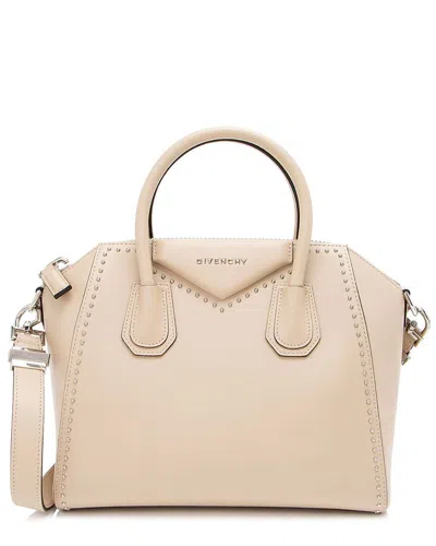Pre-owned Givenchy Brown Calfskin Studded Antigona Small Satchel (authentic Pre-loved)
