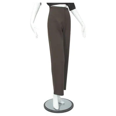 Pre-owned Givenchy Brown Double Knit Wool High-waisted Straight Leg Trousers - M, 1970s