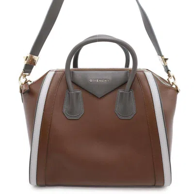 Pre-owned Givenchy Brown Gray Leather Shoulder Bag Tote Bag ()