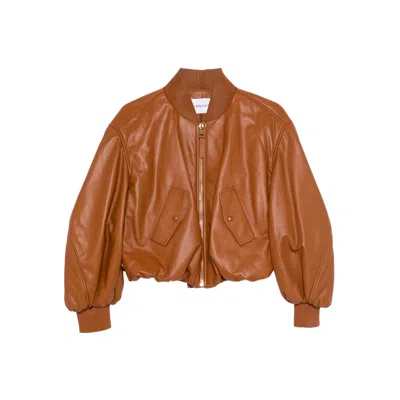 Givenchy Cropped Cocoon Bomber In Nappa Leather In Brown