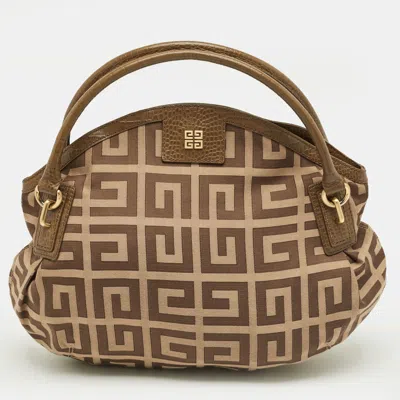Pre-owned Givenchy Brown Jacquard Canvas And Leather Hobo