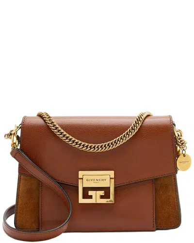 Pre-owned Givenchy Brown Leather & Suede Gv3 Small Shoulder Bag (authentic Pre-loved)