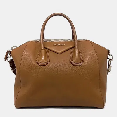 Pre-owned Givenchy Brown Leather Antigona Medium