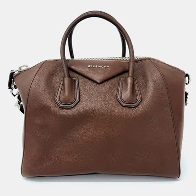 Pre-owned Givenchy Brown Leather Antigona Medium