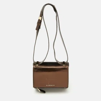 Pre-owned Givenchy Brown Leather Mini Pandora Box Shoulder Bag