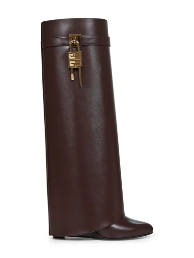 Givenchy Brown Leather Shark Lock Boots