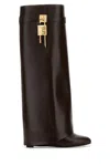 Givenchy Shark Brown Boots With Padlock Detail And Slip-on Style In Leather Woman In Brown