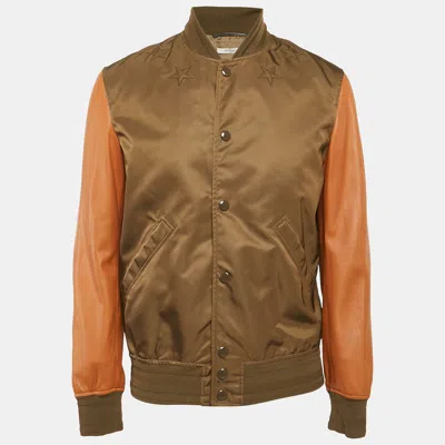 Pre-owned Givenchy Brown Nylon & Leather Bomber Jacket M