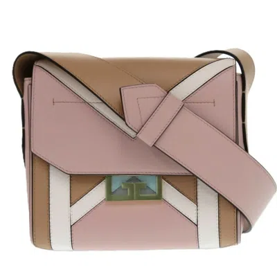 Pre-owned Givenchy Brown Pink White Leather Shoulder Bag ()